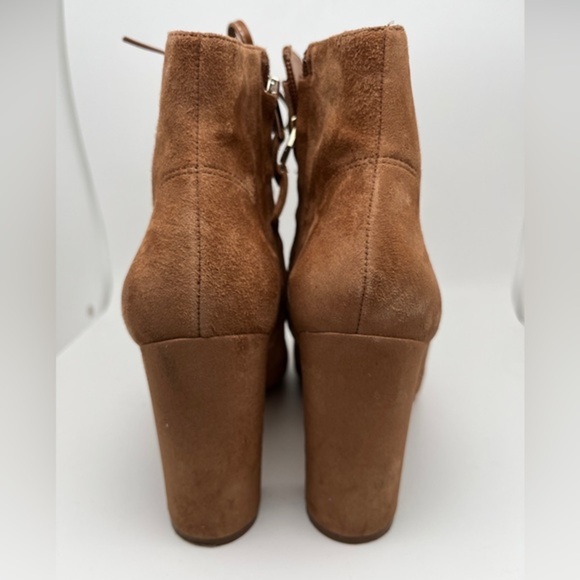 Sam Edelman Yvie Lace-up Saddle Leather Suede Tan Booties Women's Boots Size 8 - Picture 5 of 13